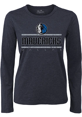Dallas Mavericks Womens Navy Blue Triblend Crew LS Tee