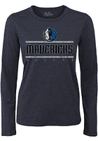 Dallas Mavericks Womens Navy Blue Triblend Crew LS Tee