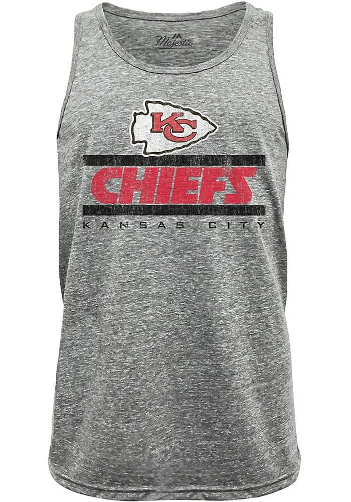 Kansas City Chiefs Mens Grey Wordmark Short Sleeve Tank Top