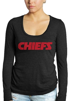 Kansas City Chiefs Womens Black Triblend Long LS Tee