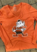 Brownie  Majestic Threads Cleveland Browns Womens Orange Triblend LS Tee