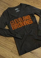 Cleveland Browns Womens Brown Triblend LS Tee