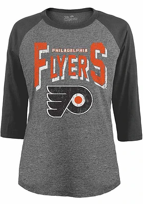 Philadelphia Flyers Womens Grey Raglan LS Tee