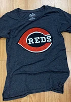 Cincinnati Reds Womens Black Boyfriend Short Sleeve T-Shirt