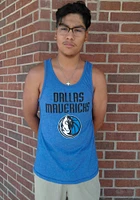 Dallas Mavericks Mens Blue Wordmark Over Logo Short Sleeve Tank Top