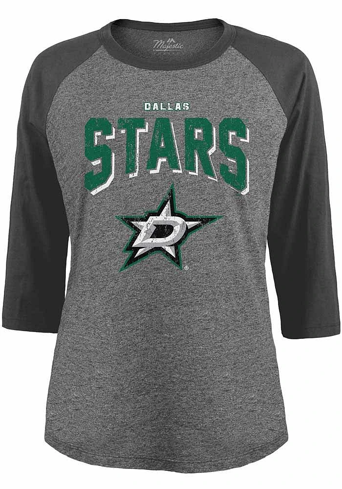 Dallas Stars Womens Grey Raglan LS Tee