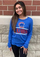 Chicago Cubs Womens Blue Boyfriend LS Tee