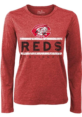 Cincinnati Reds Womens Red Boyfriend LS Tee