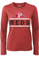 Cincinnati Reds Womens Red Boyfriend LS Tee