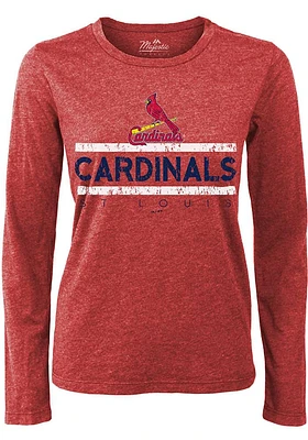 St Louis Cardinals Womens Red Boyfriend LS Tee