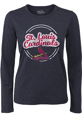 St Louis Cardinals Womens Navy Blue Boyfriend LS Tee