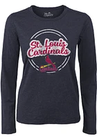 St Louis Cardinals Womens Navy Blue Boyfriend LS Tee