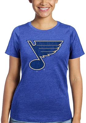 St Louis Blues Womens Blue Triblend Crew Neck Style Short Sleeve T-Shirt