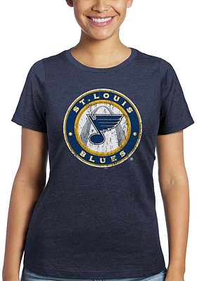 St Louis Blues Womens Navy Blue Triblend Crew Neck Pro Short Sleeve T-Shirt