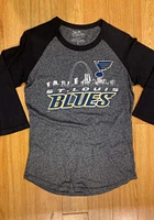 St Louis Blues Womens Navy Blue Triblend 3/4 Raglan Crew Neck LS Tee