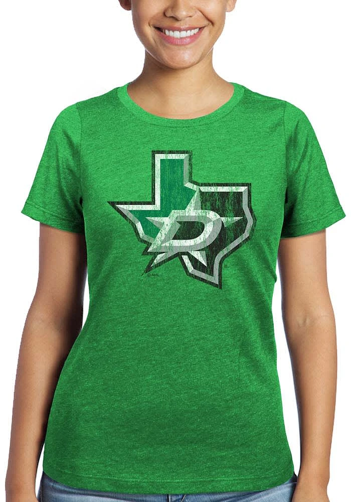 Dallas Stars Womens Green State Triblend Crew Neck Short Sleeve T-Shirt