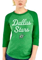 Dallas Stars Womens Green Triblend 3/4 Raglan Crew Neck LS Tee