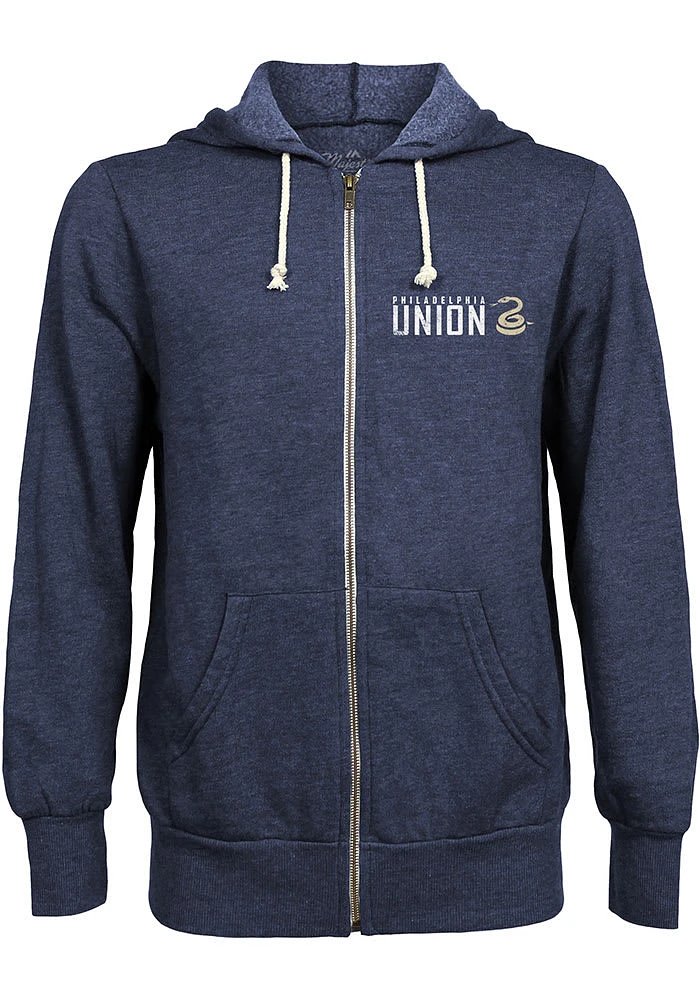 Philadelphia Union Mens Navy Blue WORDMARK Long Sleeve Zip Fashion