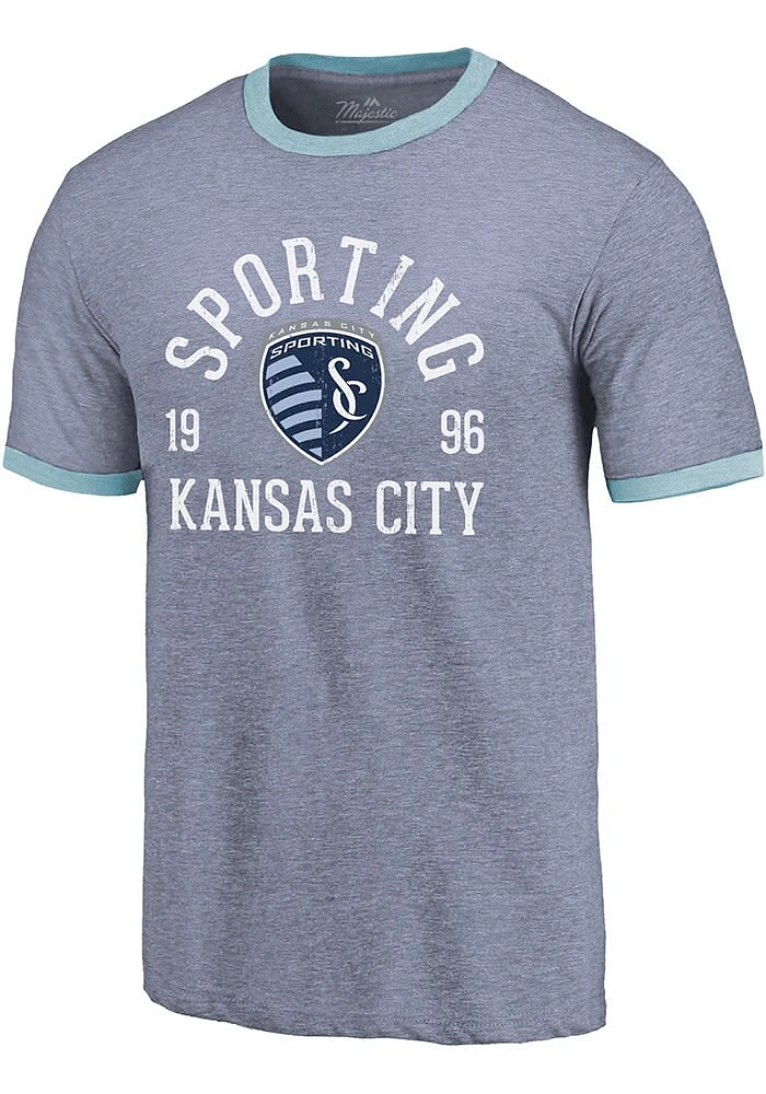 Sporting Kansas City Navy Blue Ball Hog Ringer Short Sleeve Fashion T Shirt