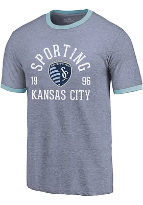 Sporting Kansas City Navy Blue Ball Hog Ringer Short Sleeve Fashion T Shirt
