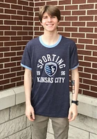 Sporting Kansas City Navy Blue Ball Hog Ringer Short Sleeve Fashion T Shirt