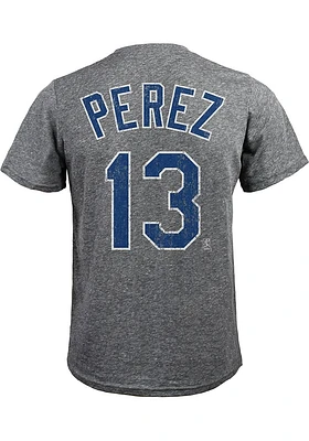 Salvador Perez Kansas City Royals Grey Heather Triblend Short Sleeve Fashion Player T Shirt