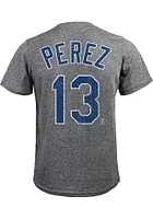 Salvador Perez Kansas City Royals Grey Heather Triblend Short Sleeve Fashion Player T Shirt