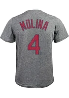 Yadier Molina St Louis Cardinals Grey Distressed Short Sleeve Fashion Player T Shirt