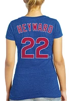 Jason Heyward Chicago Cubs Womens Blue Triblend V-Neck Player T-Shirt