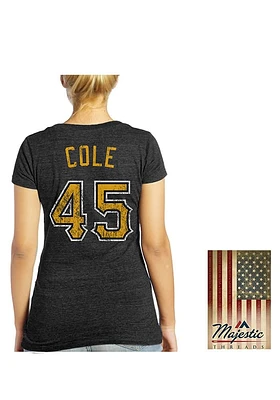 Gerrit Cole Pittsburgh Pirates Womens Black Triblend V-Neck Player T-Shirt