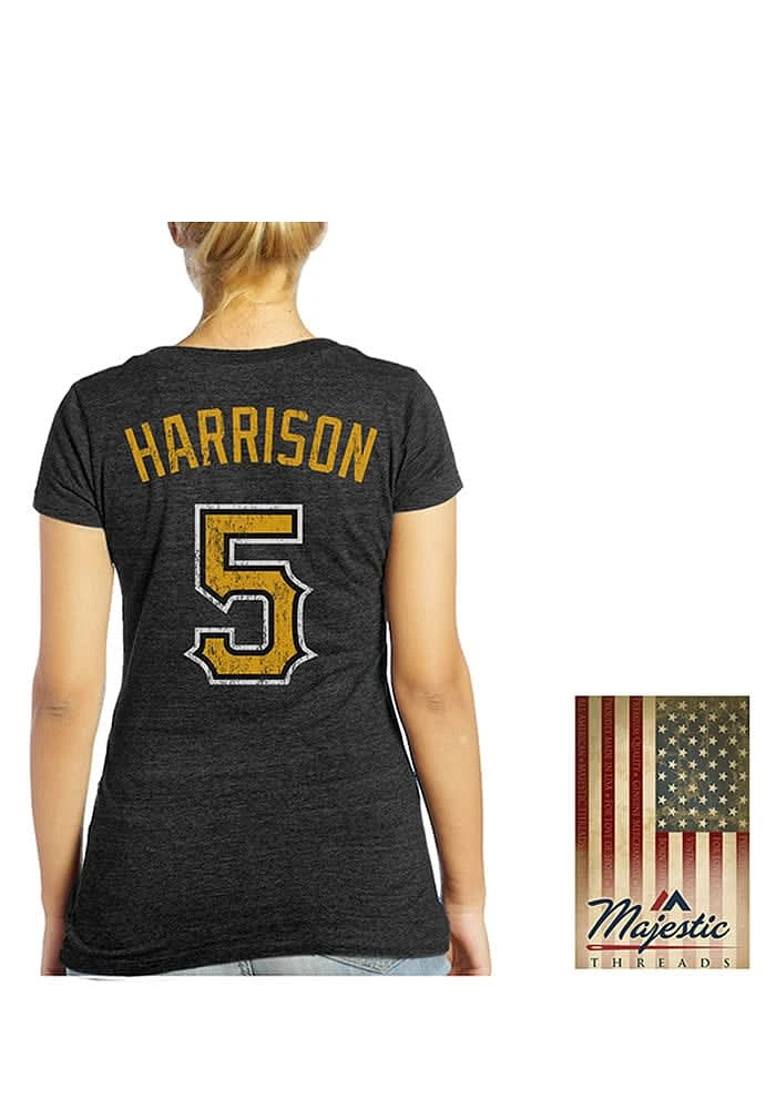 Josh Harrison Pittsburgh Pirates Womens Black Triblend V-Neck Player T-Shirt