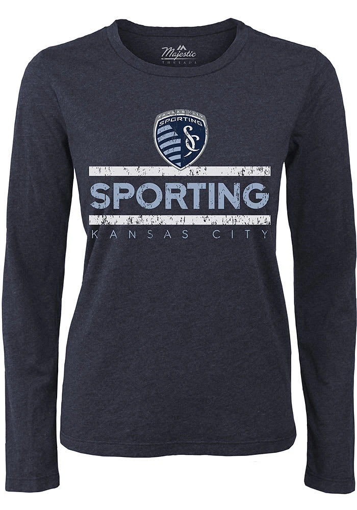 Sporting Kansas City Womens Navy Blue Boyfriend LS Tee