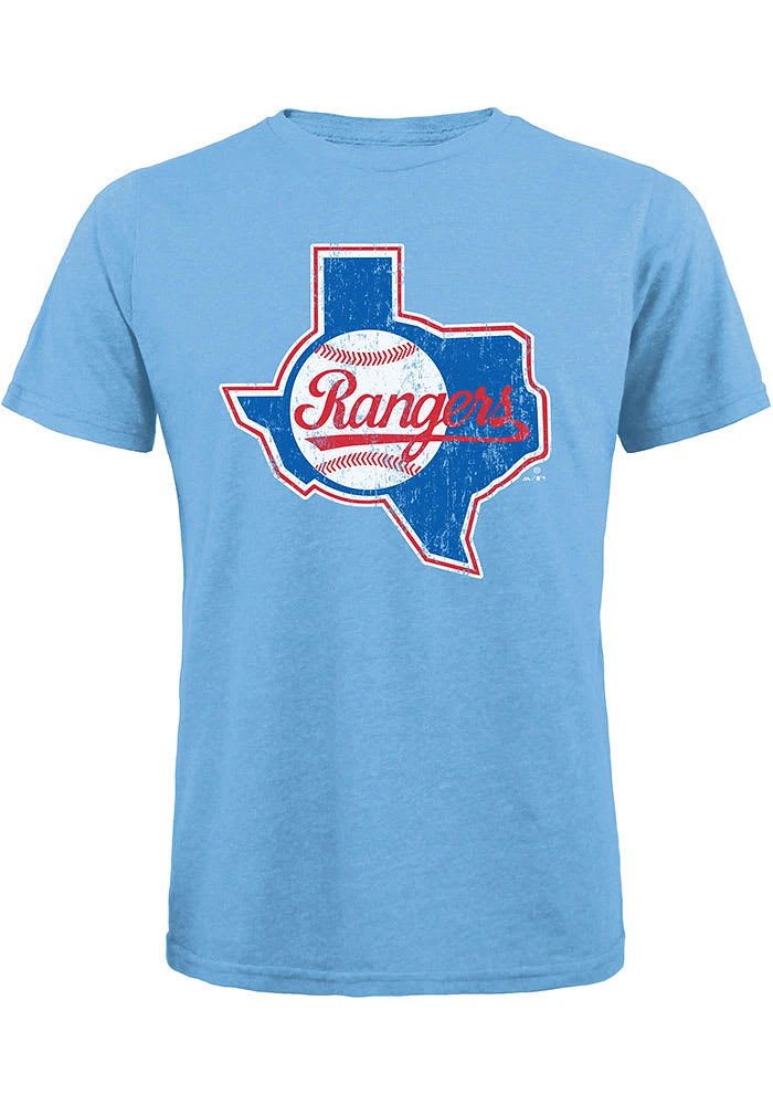 Texas Rangers Light Blue Coop Logo Short Sleeve Fashion T Shirt