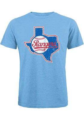 Texas Rangers Light Blue Coop Logo Short Sleeve Fashion T Shirt