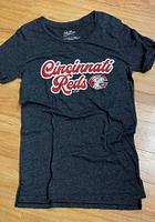 Cincinnati Reds Womens Black Cursive Boyfriend Short Sleeve T-Shirt