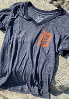 Detroit Tigers Womens Navy Blue Ringer Short Sleeve T-Shirt