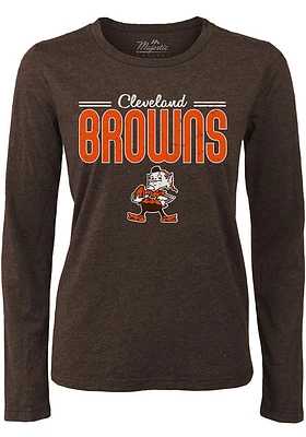 Brownie  Majestic Threads Cleveland Browns Womens Brown Positive LS Tee