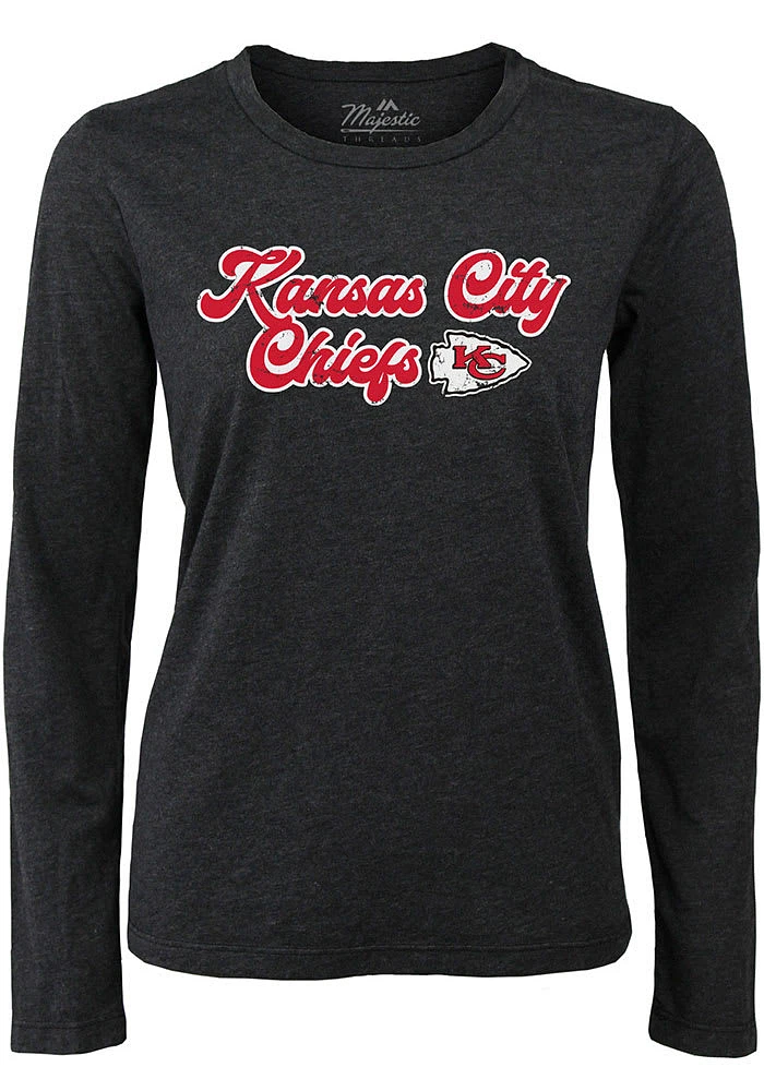 Kansas City Chiefs Womens Black Funky Town LS Tee