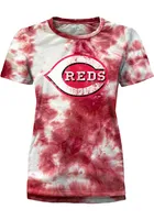 Cincinnati Reds Womens Red Vintage Tie Dye Short Sleeve T-Shirt