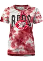 Cincinnati Reds Womens Red Logo Tie Dye Short Sleeve T-Shirt