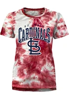 St Louis Cardinals Womens Red Tie Dye Style Short Sleeve T-Shirt