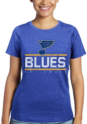 St Louis Blues Womens Blue Triblend Crew Neck Design Short Sleeve T-Shirt