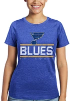 St Louis Blues Womens Blue Triblend Crew Neck Design Short Sleeve T-Shirt