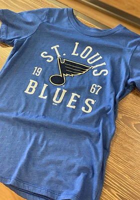 St Louis Blues Womens Blue Triblend Crew Neck Graphic Short Sleeve T-Shirt