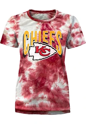 Kansas City Chiefs Womens Red Dye Effect Short Sleeve T-Shirt