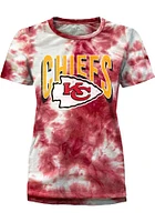 Kansas City Chiefs Womens Red Dye Effect Short Sleeve T-Shirt