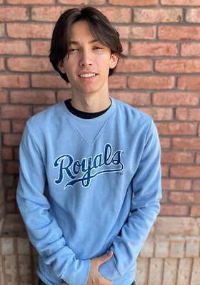 Kansas City Royals Mens Light Blue Alt Wordmark Long Sleeve Fashion Sweatshirt