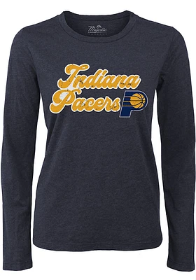 Indiana Pacers Womens Navy Blue Boyfriend LS Tee