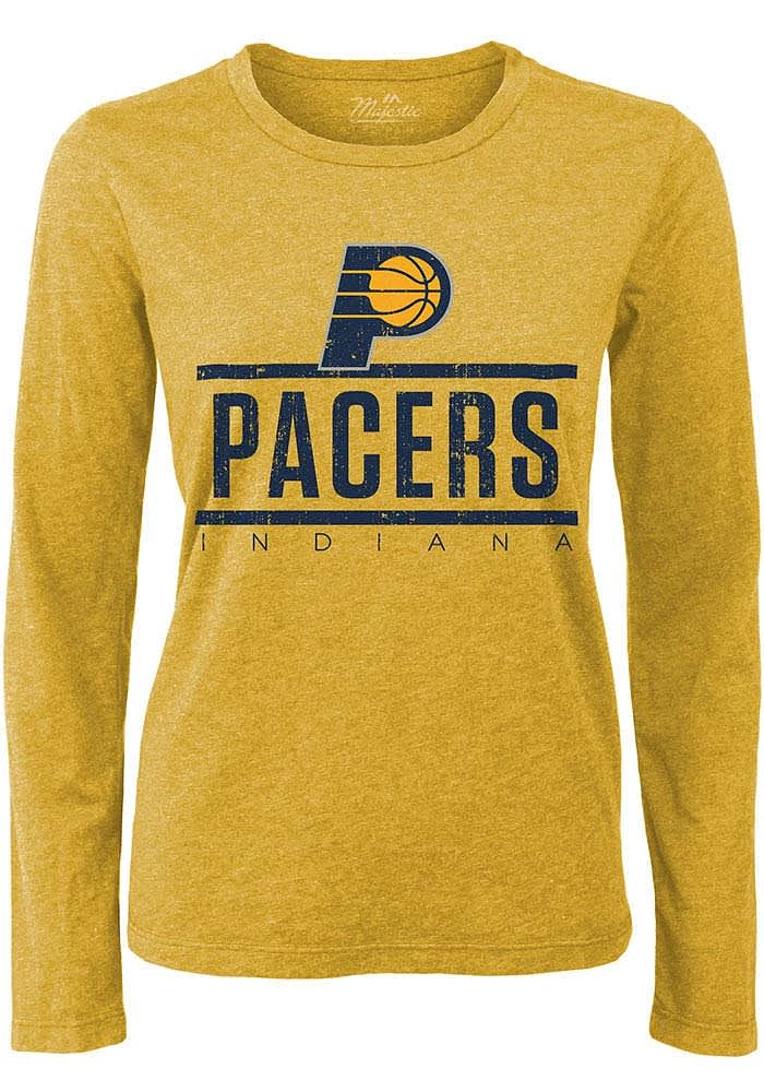 Indiana Pacers Womens Yellow Boyfriend LS Tee