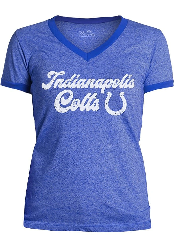 Indianapolis Colts Womens Blue Ringer Short Sleeve T-Shirt